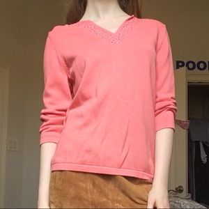 Croft & Barrow Pink 3/4 Sleeve Sweater